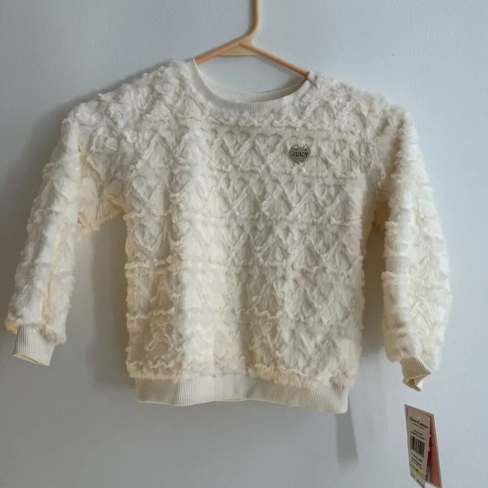 Juicy Couture Girls 2 Piece Faux Fur Sweater Legging Set Size 4T Hearts Logo NWT